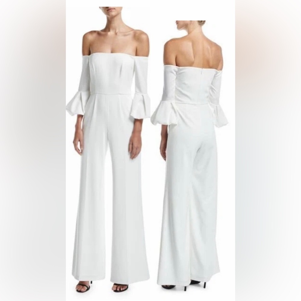 JAYGODFREY Off-the-Shoulder White Wide-Leg Jumpsuit